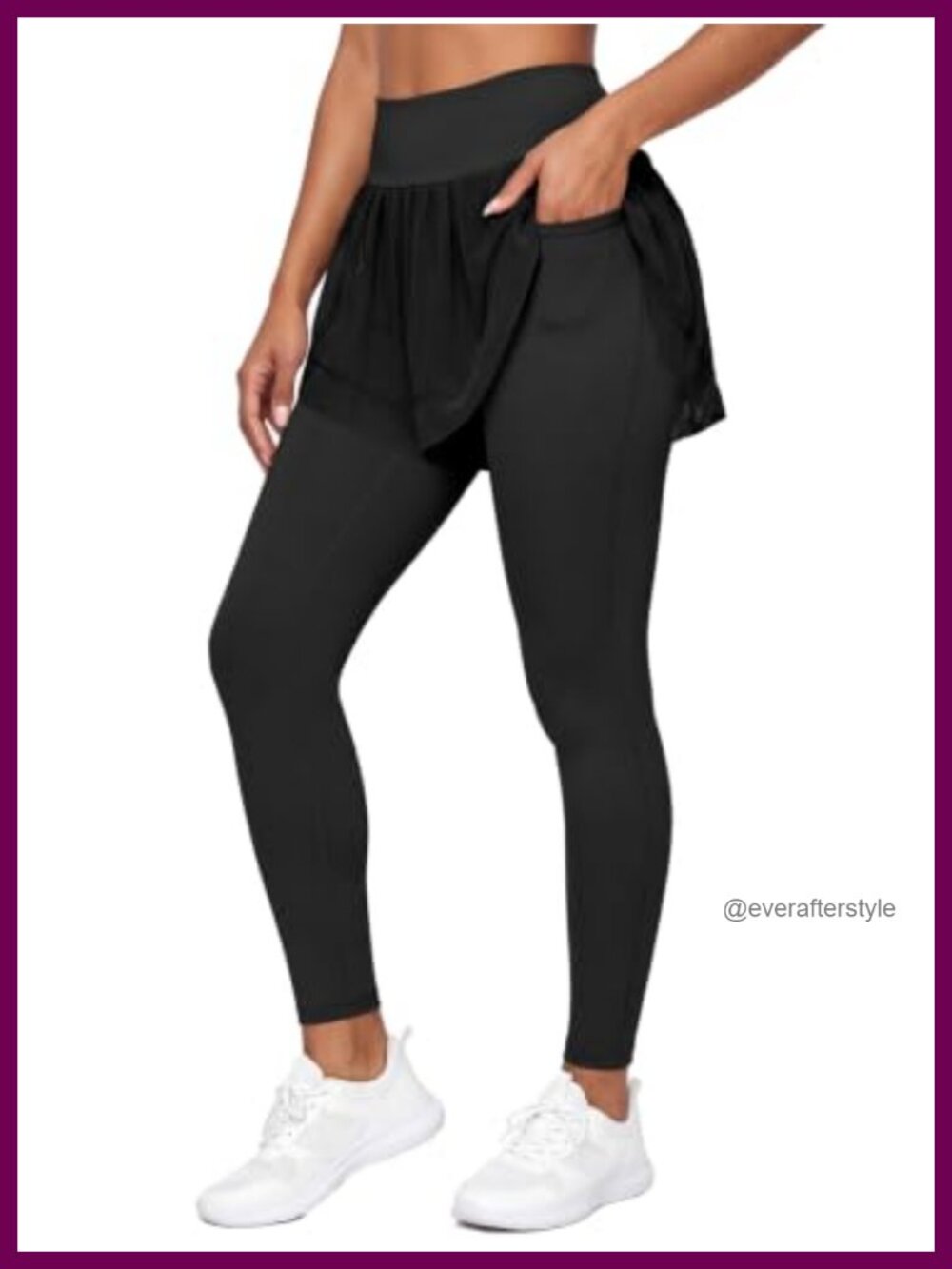Fleece Lined Skirted Leggings High Waist Tulle Ruffle Workout Yoga Pants